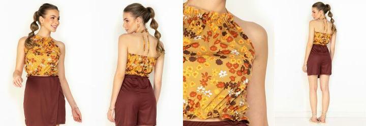 Cropped Floral com Amarrao