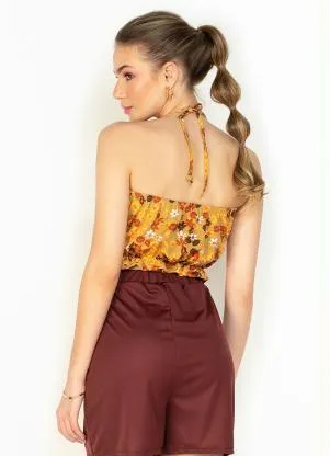 Moda Pop - Cropped Floral com Amarração - MODA POP