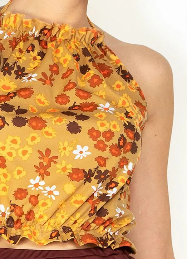 Moda Pop - Cropped Floral com Amarração 3