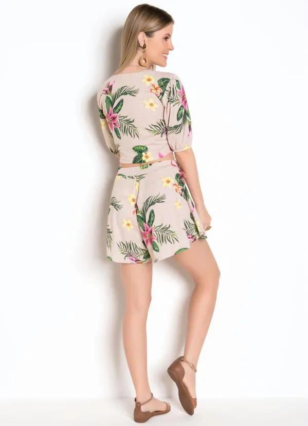 Moda Pop - Cropped Floral com Mangas  Bufantes 5