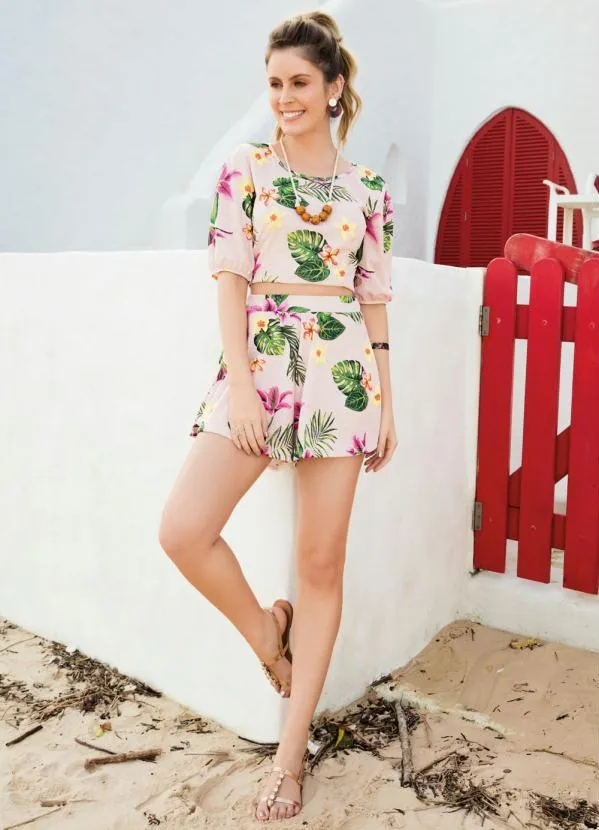 Moda Pop - Cropped Floral com Mangas  Bufantes 6