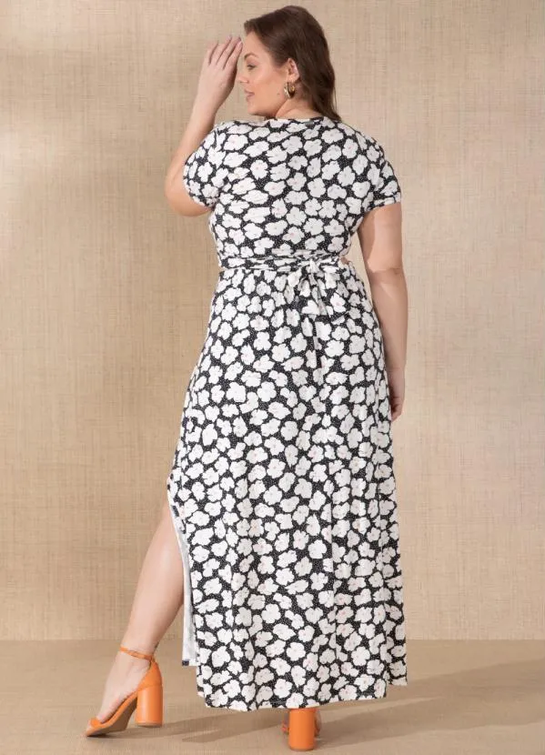 Quintess - Cropped Floral Preto com Amarração Frontal 10