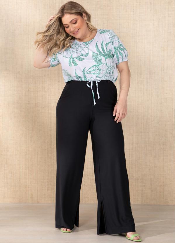 Quintess - Cropped Floral Verde com Cordel 1