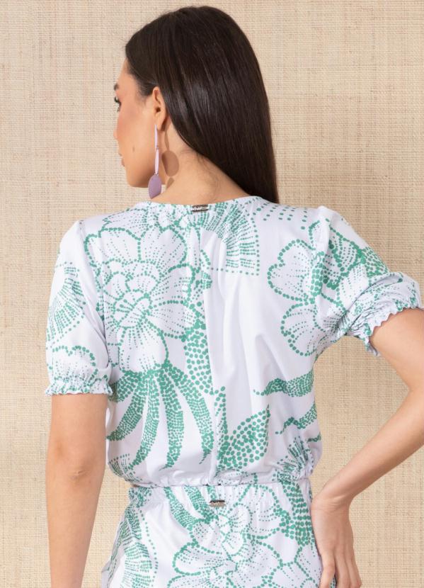 Quintess - Cropped Floral Verde com Cordel 10