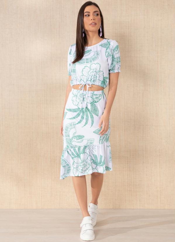 Quintess - Cropped Floral Verde com Cordel 9