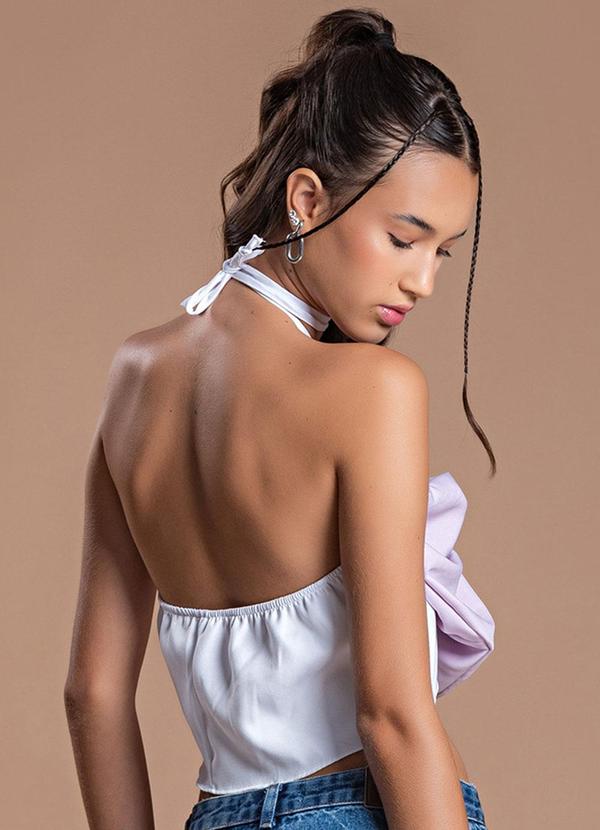 Choyee - Cropped Frente Única com Laço Branco 2