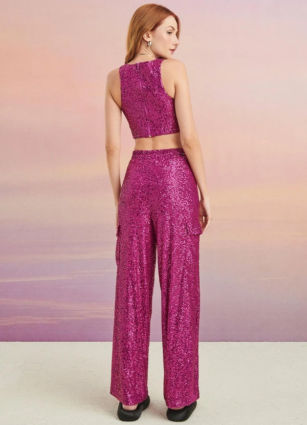 Authoria - Cropped Fúscia de Paête Rosa 4