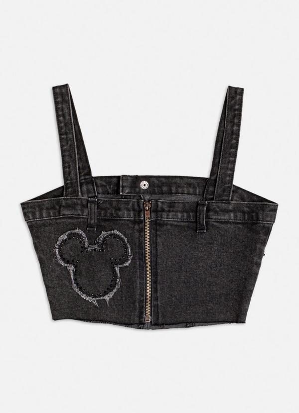 Authoria - Cropped Jeans Black do Mickey Preto 2