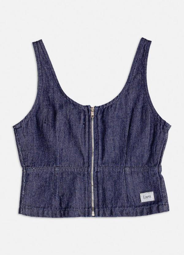 Authoria - Cropped Jeans com Foil Azul 2