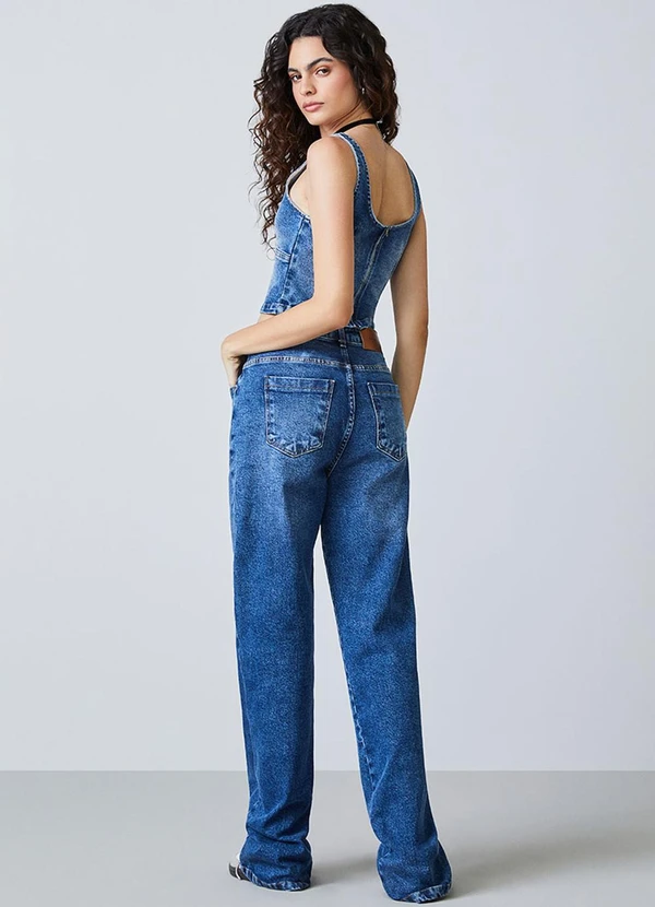 Authoria - Cropped Jeans com Peplum Azul 4