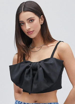 Authoria - Cropped Laço Preto Preto - AUTHORIA