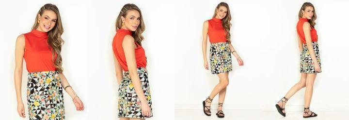 Cropped Laranja com Gola Role