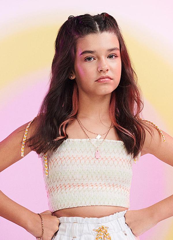 I Am - Cropped Lastex Colorido Amarelo