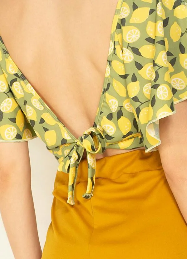 Moda Pop - Cropped Limões com Manga Ampla 3