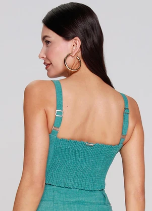 Outlet - Cropped Linho Collor Verde - OUTLET