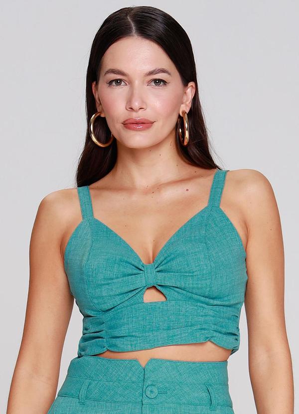 Outlet - Cropped Linho Collor Verde