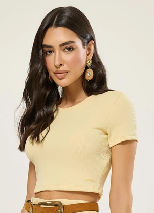 Naguchi - Cropped Malha Canelada Amarelo Vanilla - NAGUCHI