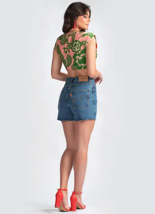 Farm - Cropped Malha Flor de Renda Rosa 8