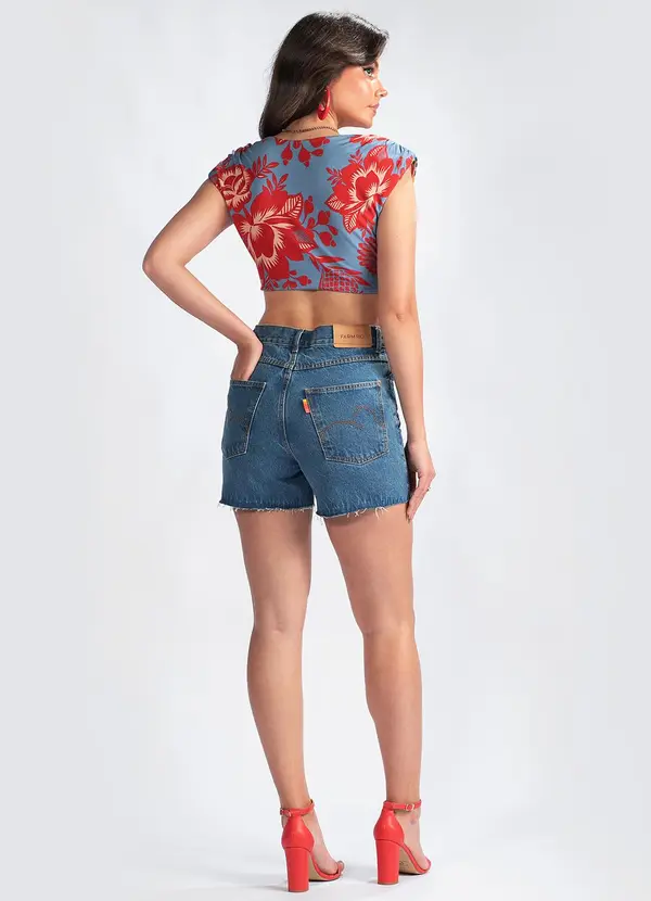 Farm - Cropped Malha Flor de Renda Rosa 9