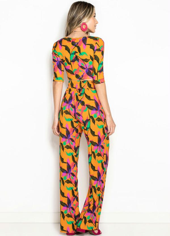 Colcci - Cropped Manga 3/4 de Malha Canelada Laranja 4