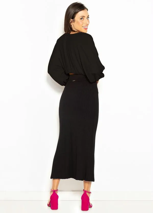 Colcci - Cropped Manga Longa de Viscose Preto 4