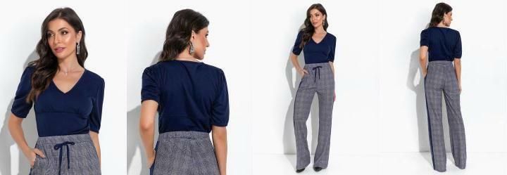 Cropped Marinho com Recortes no Busto