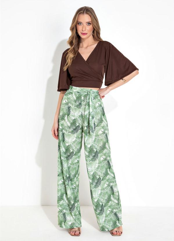 Moda Pop - Cropped Marrom Transpassado e com Amarração 5