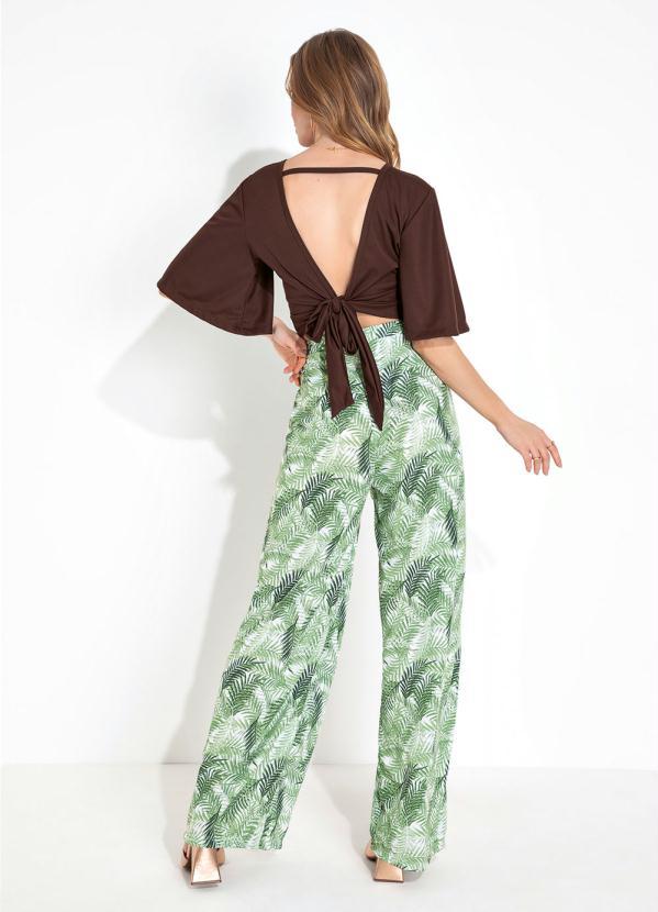 Moda Pop - Cropped Marrom Transpassado e com Amarração 6