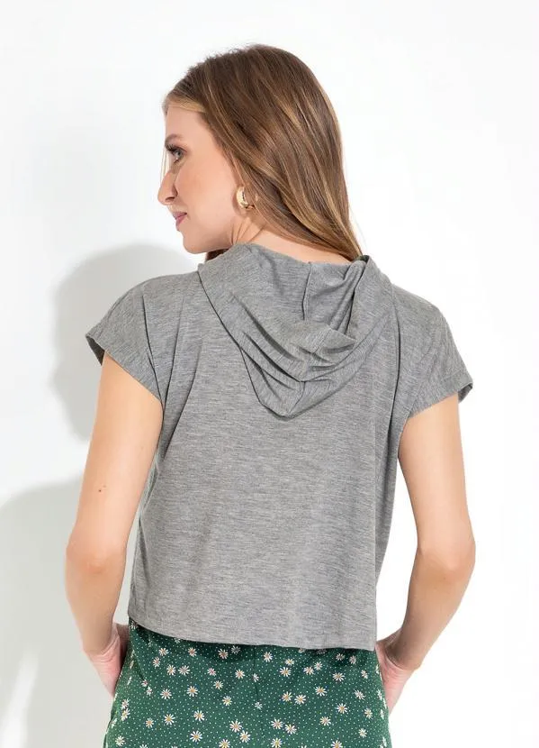 Moda Pop - Cropped Mescla com Toca e Ombros Deslocados 2