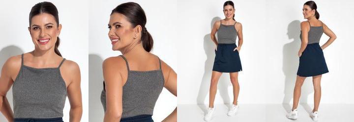 Cropped Mescla Escuro em Canelado