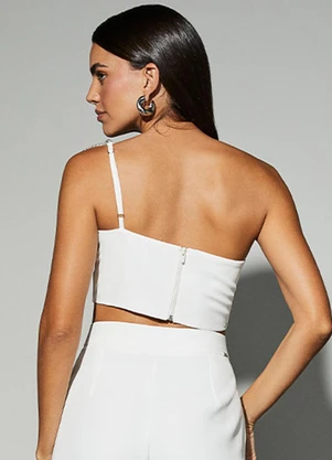 Authoria - Cropped Off White com Laço de Strass Branco - AUTHORIA