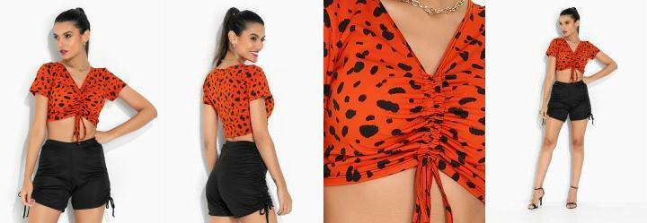 Cropped Ona Laranja com Regulagem na Frente