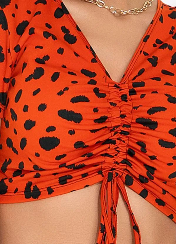 Moda Pop - Cropped Onça Laranja com Regulagem na Frente 3