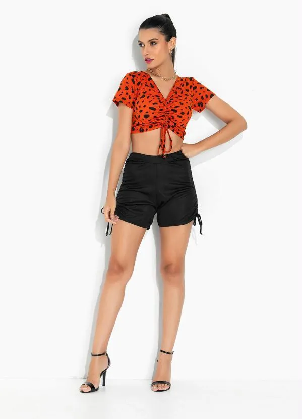 Moda Pop - Cropped Onça Laranja com Regulagem na Frente 4