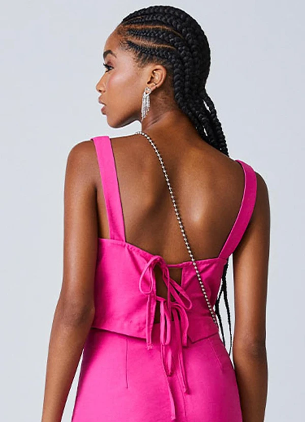 Authoria - Cropped Pink com Pingente de Metal Rosa 2