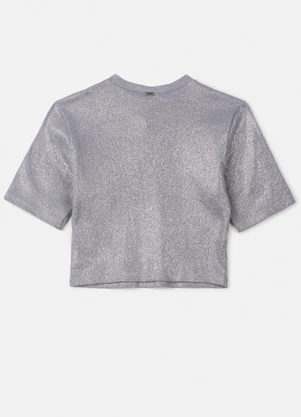 Authoria - Cropped Prata de Ribana com Foil Prata - AUTHORIA