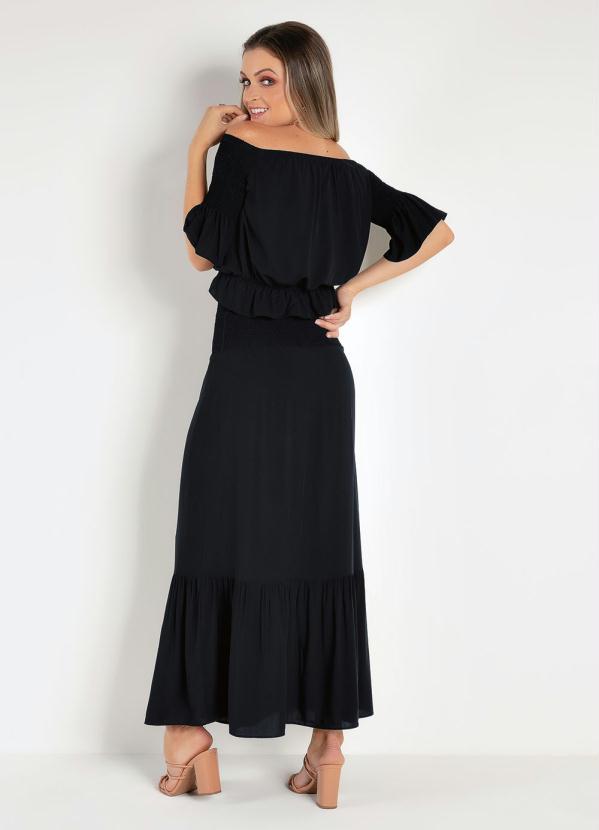 Outlet - Cropped Preta com Mangas 3/4 com Babado 2