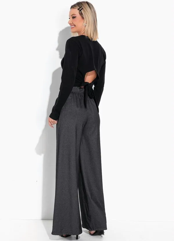 Moda Pop - Cropped Preto com Amarração nas Costas 4