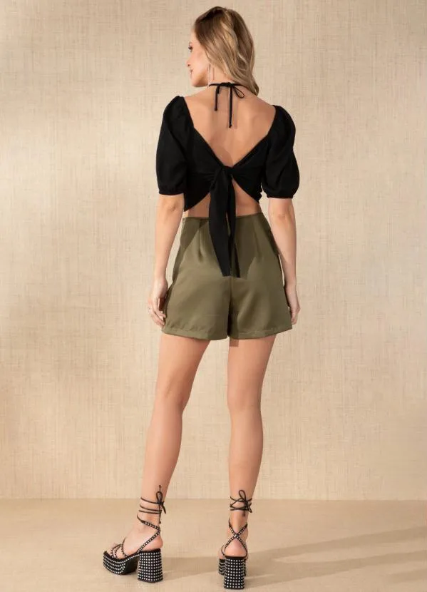 Quintess - Cropped Preto com Amarração 4