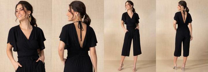 Cropped Preto com Traspasse