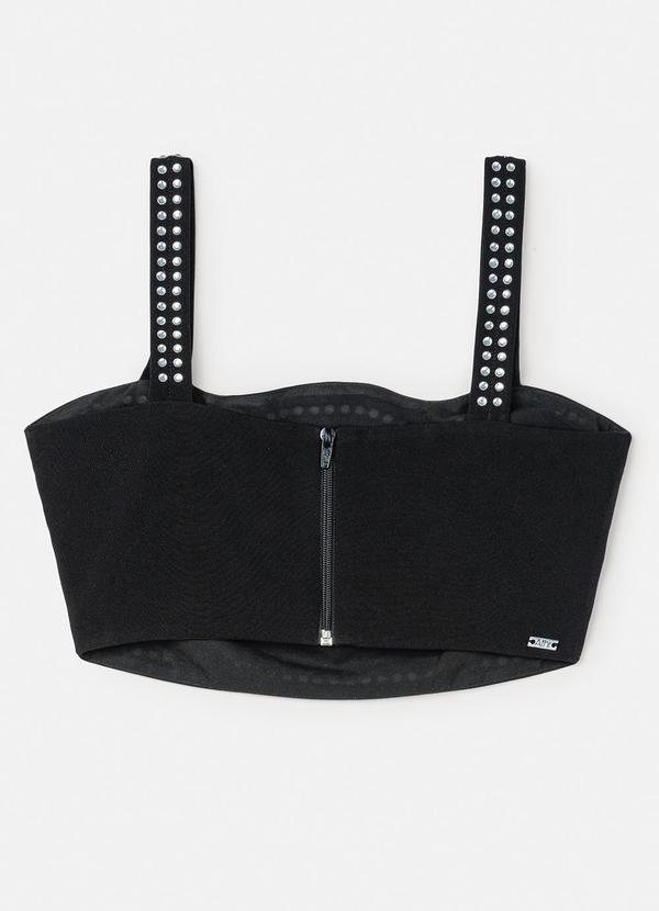 Authoria - Cropped Preto de Alfaitaria com Strass Preto 6
