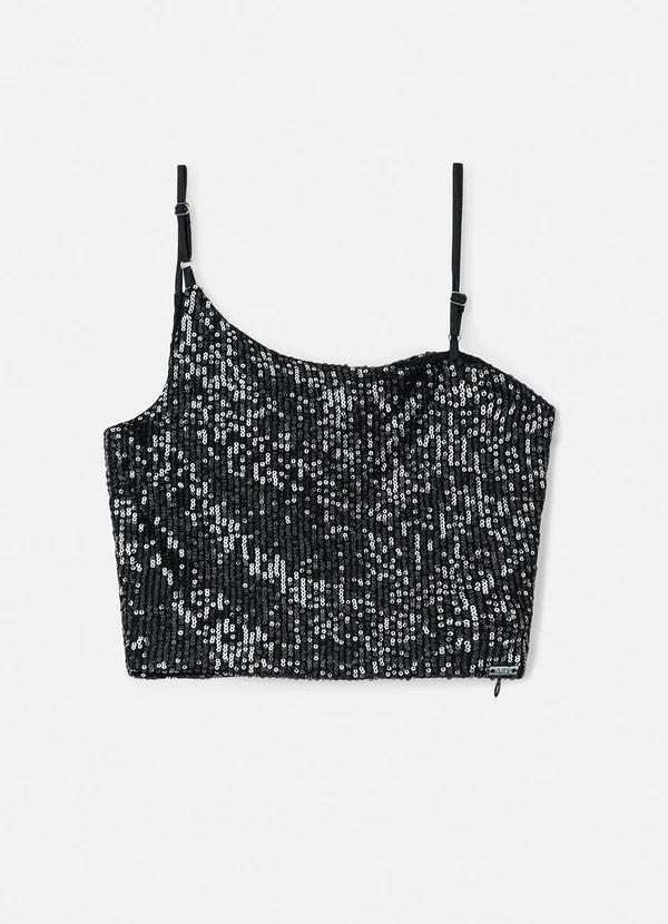 Authoria - Cropped Preto de Paetê Preto 4