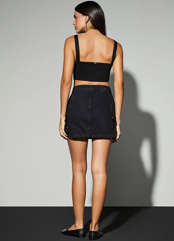 Authoria - Cropped Preto de Tricot com Strass Preto 4