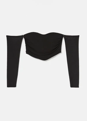 Authoria - Cropped Preto de Tule Preto - AUTHORIA