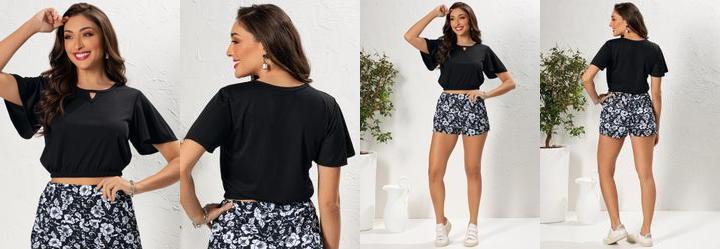 Cropped Preto em Malha