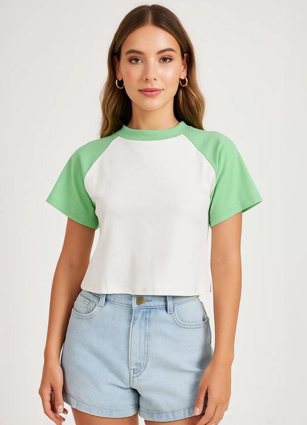 E-blossom - Cropped Raglan Verde/Bco 3