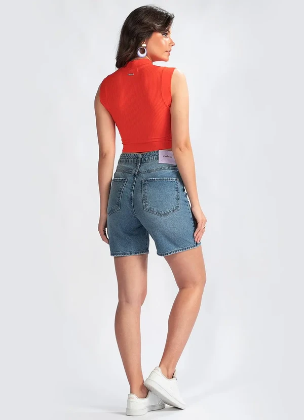 Colcci - Cropped Regata Canelado Vermelho 4
