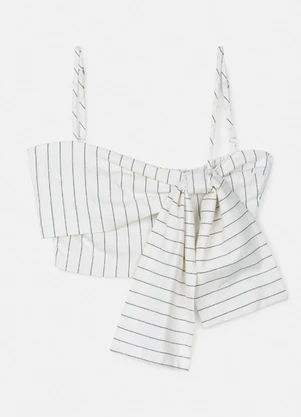 Authoria - Cropped Riscas de Giz com Maxi Laço Off White - AUTHORIA