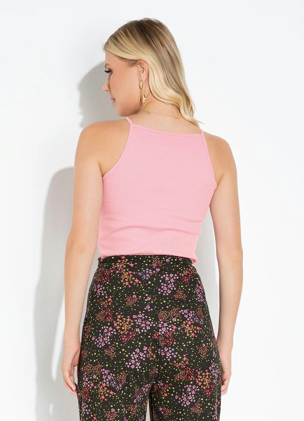 Moda Pop - Cropped Rosa com Decote Redondo 6