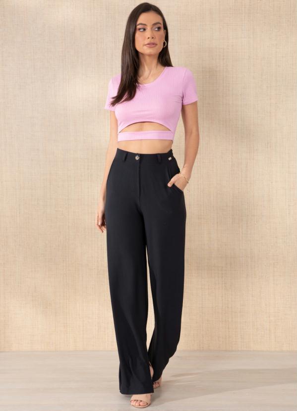 Outlet - Cropped Rosa com Recorte Vazado 3